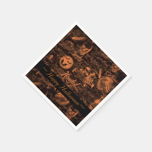 Spuk Halloween Napkins in Schwarz und Orange Serviette (Ecke)