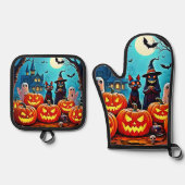Spuk Halloween Night Design Ofenhandschuh & Topflappen-Set (Vorderseite)