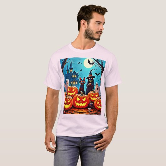 Spuk Halloween Night Design T-Shirt (Vorne ganz)