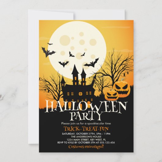 Spuk Halloween-Party Einladung (Vorderseite)