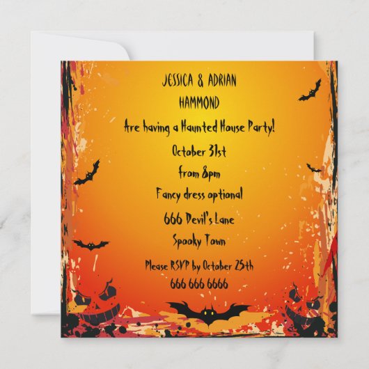 Spuk Halloween-Party Einladung (Rückseite)