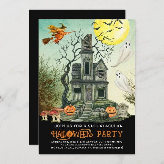 Spuk Halloween-Party Einladung (Vorne/Hinten)