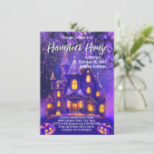 Spuk Halloween-Party lila Einladung (Stehend Vorderseite)