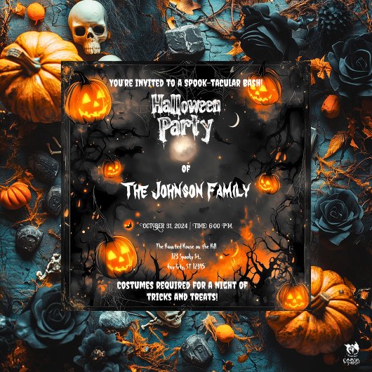 Spuk Halloween-Party mit glühenden Jacken Einladung