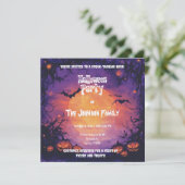 Spuk Halloween-Party mit Pumpkins und Bats Einladung (Stehend Vorderseite)