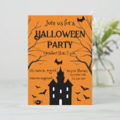 Spuk Halloween-Party orange Einladung (Stehend Vorderseite)