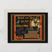 Spuk Halloween Pumpkin Black Cat Lehrer Postkarte (Vorne/Hinten)