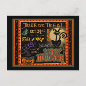 Spuk Halloween Pumpkin Black Cat Lehrer Postkarte (Vorderseite)