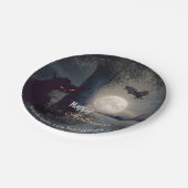 Spuk Halloween-Schwarzkatze Pappteller (Schrägansicht)