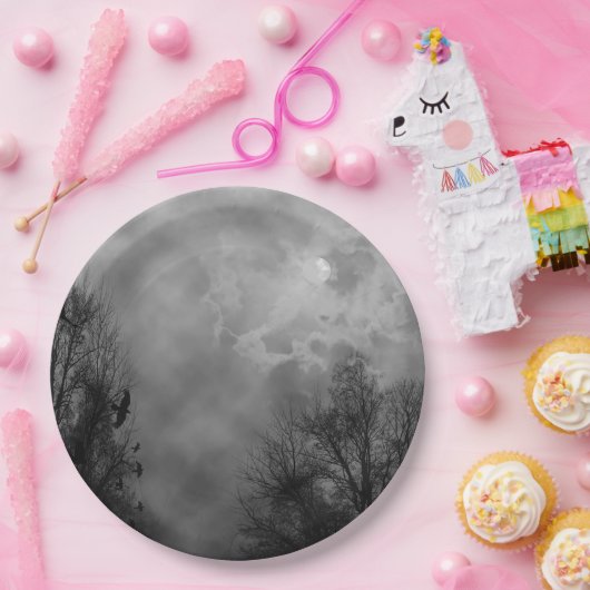 Spuk Halloween Sky mit Ravens Pappteller (Party)