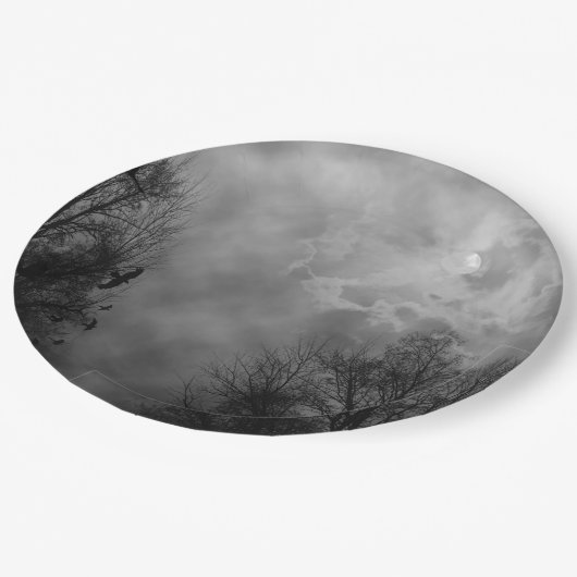 Spuk Halloween Sky mit Ravens Pappteller (Schrägansicht)