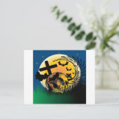 Spuk Halloween-Szene Postkarte (Stehend Vorderseite)