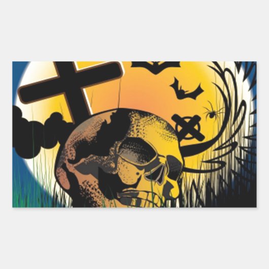 Spuk Halloween-Szene Rechteckiger Aufkleber (Vorderseite)