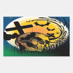 Spuk Halloween-Szene Rechteckiger Aufkleber