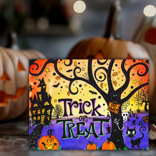 Spuk Halloween Trick oder Treat Postkarte