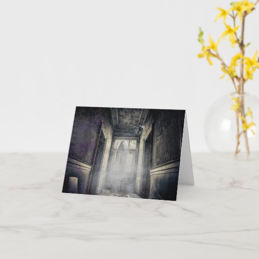 Spuk Hallway Halloween Karte (Gelbe Blume)