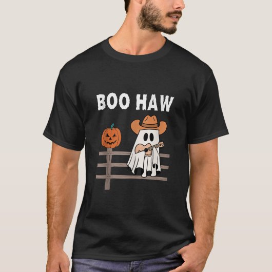 Spuk Harmony Pumpkin Boo Haw Guitar Cowboy Ghos T-Shirt (Vorderseite)
