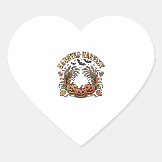 Spuk Harvest Retro Halloween Pumpkin Herz-Aufkleber (Vorderseite)