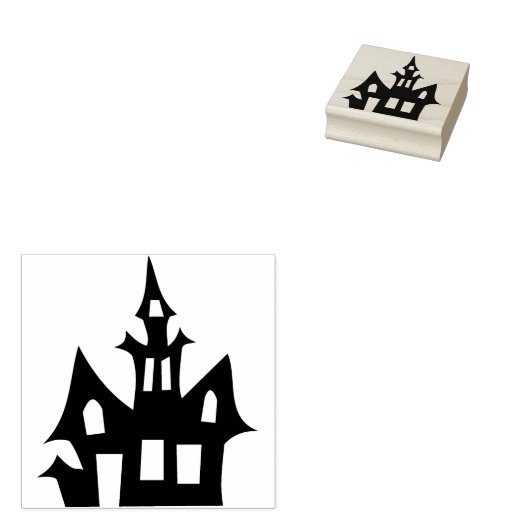 Spuk Haus 3 Silhouetten Kunst Briefmarke Gummistempel (Stempel)