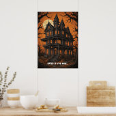 Spuk Haus am Night Halloween Poster (Küche)