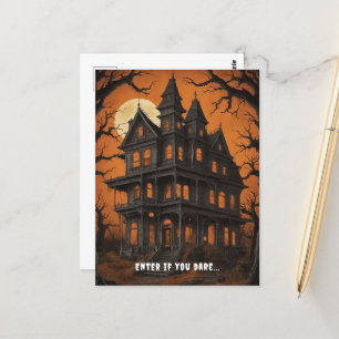 Spuk Haus am Night Halloween Postkarte