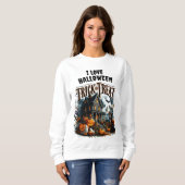 Spuk Haus an einem unschönen Halloween-Abend Sweatshirt (Vorne ganz)