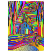 Spuk Haus Beängstigendes Abstraktes, farbenfrohes Klemmbrett (Rückseite)