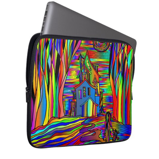 Spuk Haus Beängstigendes Abstraktes, farbenfrohes Laptopschutzhülle (Vorne Rechts)