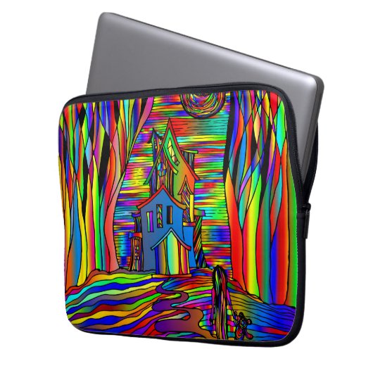 Spuk Haus Beängstigendes Abstraktes, farbenfrohes Laptopschutzhülle (Vorderseite Links)