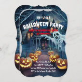 Spuk Haus - Beängstigendes Halloween Einladung (Vorne/Hinten)