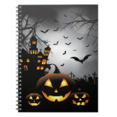 Spuk Haus des Halloweengraveyardszenen-Kürbises Notizblock (Vorderseite)