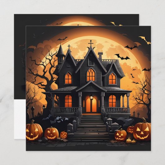 Spuk Haus Einladung (Vorne/Hinten)