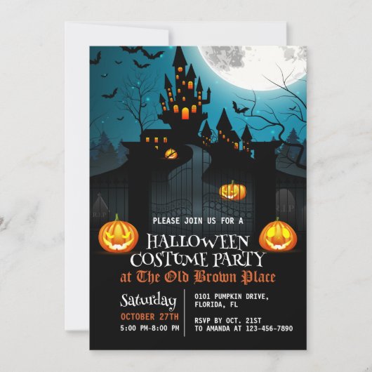 Spuk Haus Einladung Halloween Kostümwoche Party (Vorderseite)