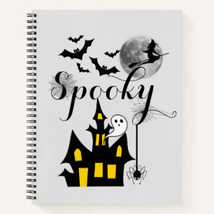 Spuk Haus Flying Hexe Spooky Halloween Notizblock