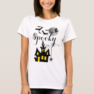Spuk Haus Flying Hexe Spooky Halloween T-Shirt