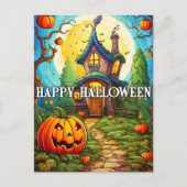 Spuk Haus | Frohe Halloween Postkarte (Vorderseite)
