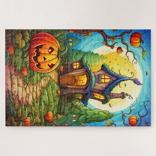 Spuk Haus | Frohe Halloween Puzzle (Horizontal)