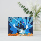 Spuk Haus, Geist und Pumpkins Postkarte (Stehend Vorderseite)