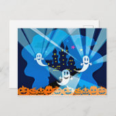 Spuk Haus, Geist und Pumpkins Postkarte (Vorne/Hinten)