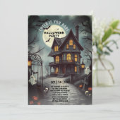 Spuk Haus Gothic Halloween Erwachsene Party Einladung (Stehend Vorderseite)