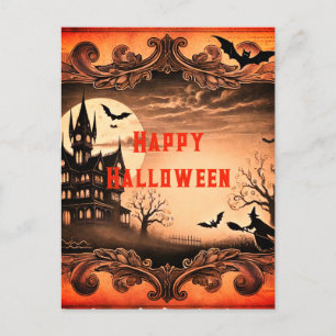 Spuk Haus Gothic Vintag Happy Halloween Feiertagspostkarte