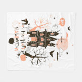 Spuk Haus "Ha Ha Happy Halloween" Fleecedecke (Vorderseite (Horizontal))
