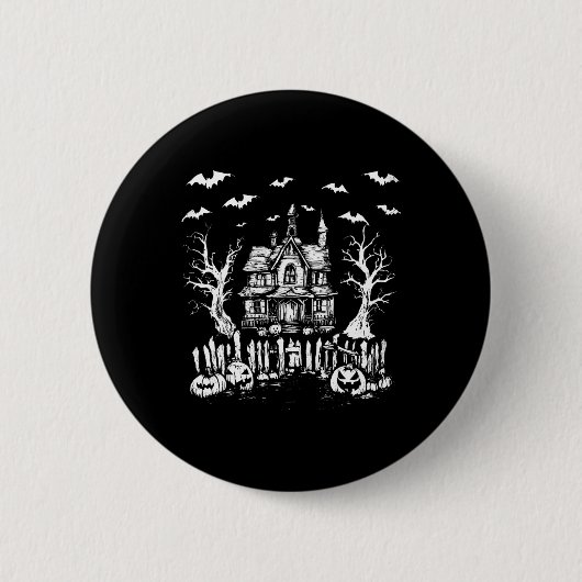 Spuk Haus Halloween Horror Kürbislaterne Spoo Button (Vorderseite)