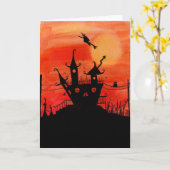 Spuk Haus-Halloween-Karte Karte (Gelbe Blume)