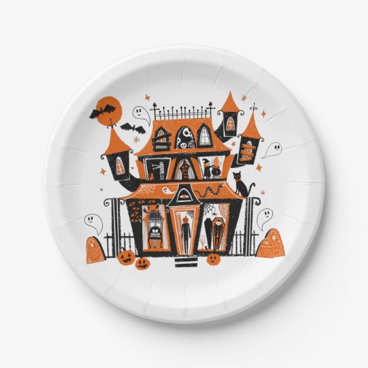Spuk Haus Halloween Pappteller (Vorderseite)