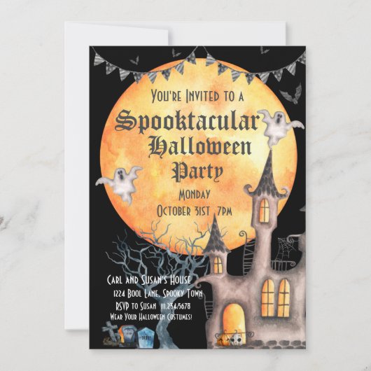 Spuk Haus, Halloween-Party Einladung (Vorderseite)