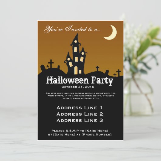 Spuk Haus-Halloween-Party-Einladung Einladung (Stehend Vorderseite)