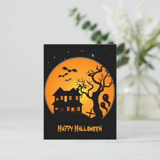Spuk Haus Halloween Postkarte (Stehend Vorderseite)