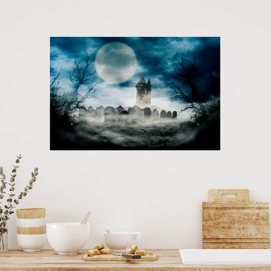 Spuk Haus. Halloween-Szene. Poster (Küche)