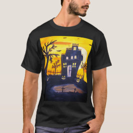 Spuk Haus Halloween Wasserfarbe Creepy Spooky T-Shirt